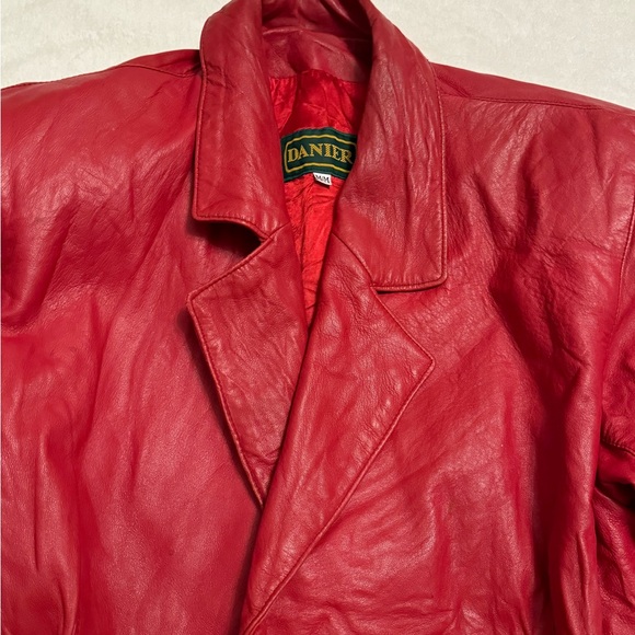Danier Red Leather Jacket - Picture 7 of 8